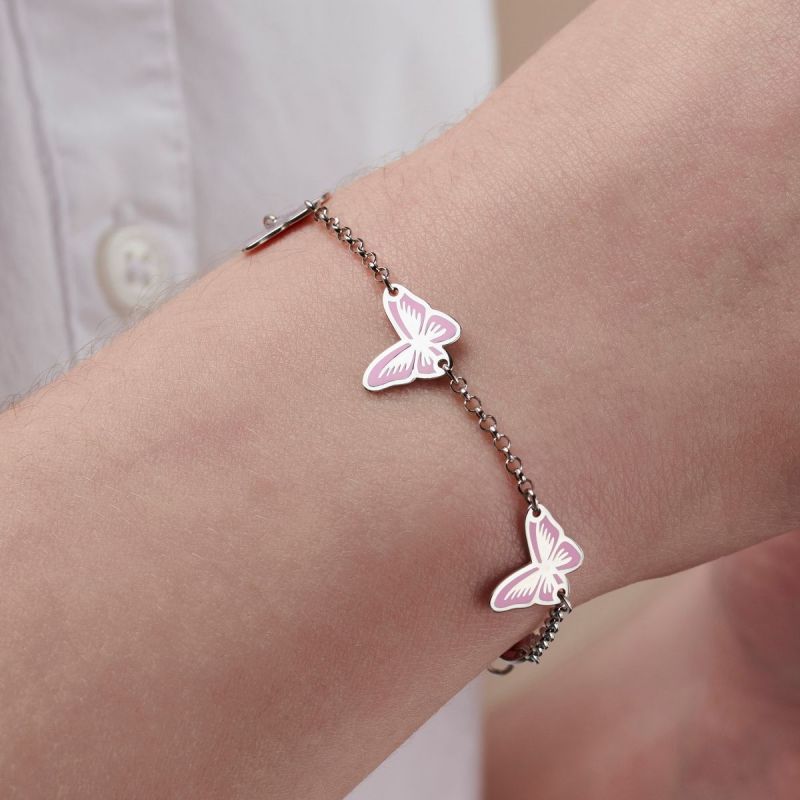 Sterling Silver Children's Butterfly Bracelet SBR133B - Minar Jewellers