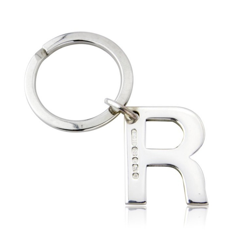 Engraved Sterling Silver Initial R Keyring The Silver Place